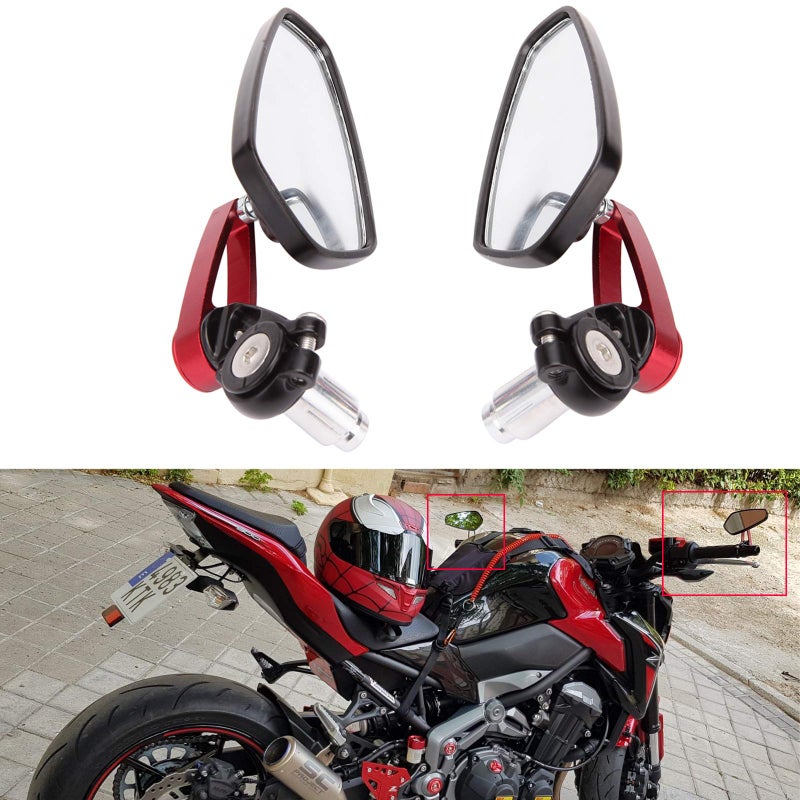 MISS MOLY Red Motorcycle Bar End Mirrors Rear View CNC Compatible with Honda GROM MSX125 CB500F Kawasaki Z125 Z650 Z750 Z800 Z900 ER6N ER6F - Image 3